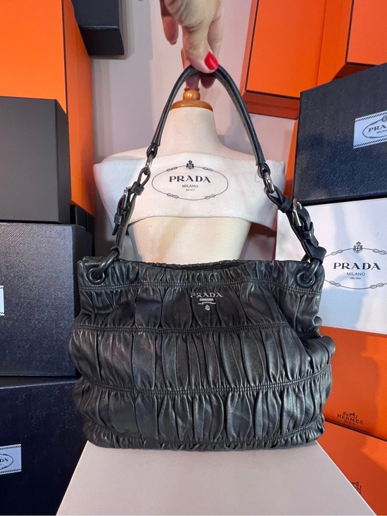Prada Handbags - Prada BlackDark Gray Ruched Leather Hobo Bag! ⭐️⭐️Offers are always welcome!